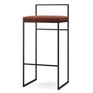 Taburete de Bar con Respaldo de 90 Cm, Negro/óxido, Bouclé