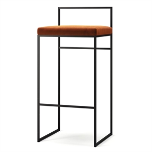 Taburete de Bar con Respaldo de 90 cm , Negro y Cobre Brillante.