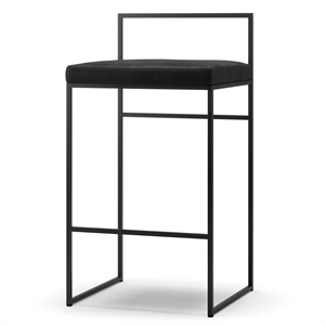 Taburete de Bar con Respaldo de 80 Cm, Negro y Terciopelo Negro.