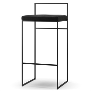 Taburete de Bar con Respaldo de 90 Cm, Negro y Terciopelo Negro.
