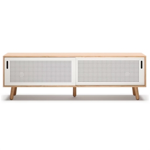 Banco de TV Departamento Ray 180 cm Roble/ Blanco