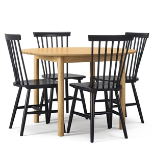 Juego de Mesa de Comedor de Madera de Roble/ Negro