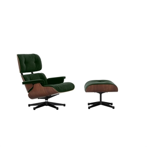 Sillón Vitra Eames con Otomana, Nuez Oscuro/verde pino/Negro Intenso