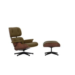 Sillón Vitra Eames con Otomana, Nuez Oscuro /58 Caqui/ Negro Intenso