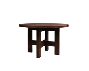 Mesa de Comedor Frama Farmhouse con Caballete de 140 cm de Diámetro, Roble Oscuro