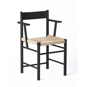 Brdr. Silla de Comedor Krüger F con Reposabrazos Madera de Fresno Lacada en Negro