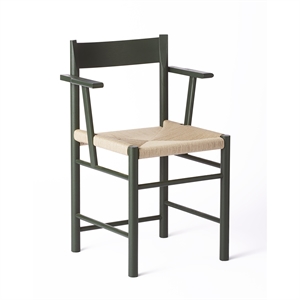 Brdr. Silla de Comedor Krüger F con Reposabrazos Madera de Fresno Lacada en Verde Oscuro