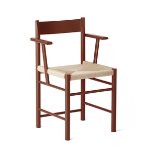 Brdr. Silla de Comedor Krüger F con Reposabrazos Madera de Fresno Lacada en Rojo