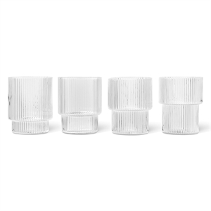 Ferm Living Juego de 4 Vasos Ondulados Transparente