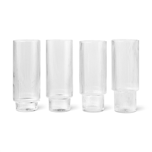 Ferm Living Juego de 4 Vasos Largos Ripple , Transparente