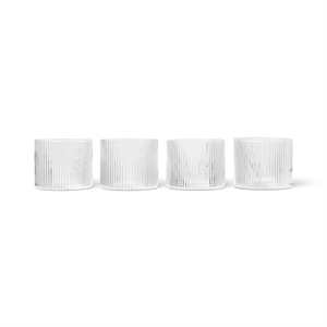 Ferm Living Juego de 4 Vasos Bajos Ripple Transparente