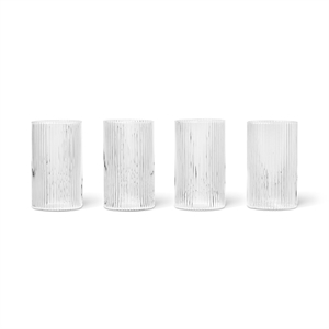 Ferm Living Juego de 4 Vasos Ondulados Transparente