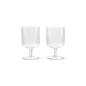 Ferm Living Juego de 2 Copas de Vino Ripple , Transparente