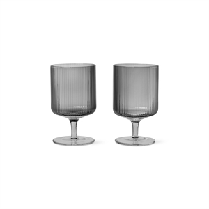 Ferm Living Juego de 2 Copas de Vino Ripple Ahumadas