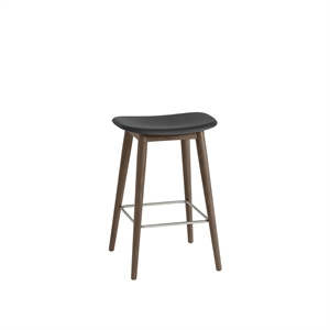 Taburete de Bar Muuto de Fibra con Base de Madera Negro/ Marrón Oscuro Al. 66 cm