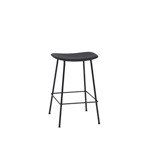 Taburete de Bar Muuto de Fibra con Base de Tubo Negro/ Negro Al . 66 cm