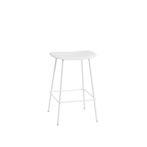 Taburete de Bar Muuto de Fibra con Base de Tubo Blanco/ Blanco Al . 66 cm