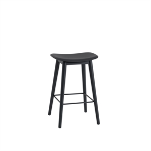 Taburete de Bar Muuto de Fibra con Base de Madera Negro/ Negro Al. 66 cm