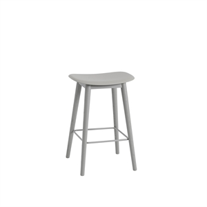 Taburete de Bar Muuto de Fibra con Base de Madera Gris/ Gris Al . 66 cm