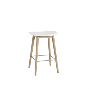 Taburete de Bar Muuto de Fibra con Base de Madera Blanco/roble Al. 66 cm