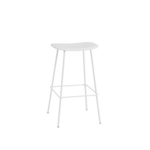 Taburete de Bar Muuto de Fibra con Base de Tubo Blanco Al . 76 cm