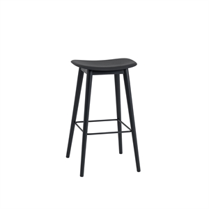 Taburete de Bar Muuto de Fibra con Base de Madera Negro/ Negro Al. 76 cm