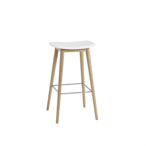 Taburete de Bar Muuto de Fibra con Base de Madera Blanco/roble Al. 76 cm