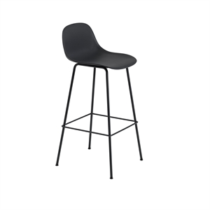 Taburete de Bar Muuto de Fibra con Base de Tubo y Respaldo Negro Al . 97,5 cm