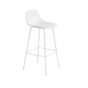 Taburete de Bar Muuto de Fibra con Base de Tubo y Respaldo Blanco Al . 97,5 cm