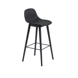 Taburete de Bar Muuto de Fibra con Base y Respaldo de Madera Negro/ Negro Al. 97,5 cm