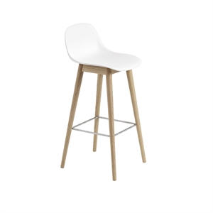 Taburete de Bar Muuto de Fibra con Base y Respaldo de Madera Blanco/roble Al. 97,5 cm