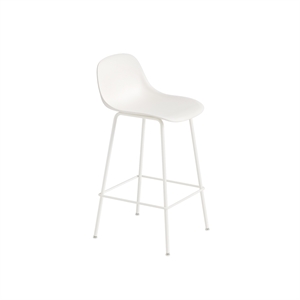 Taburete de Bar Muuto de Fibra con Base y Respaldo de Tubo Blanco/ Blanco Al 87,5 cm