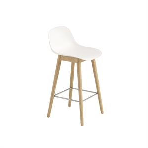 Taburete de Bar Muuto de Fibra con Base y Respaldo de Madera Blanco/roble Al. 87,5 cm