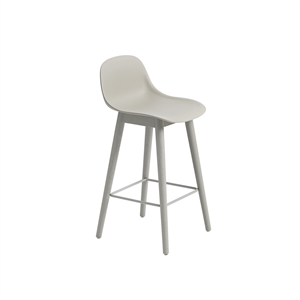 Taburete de Bar Muuto de Fibra con Base y Respaldo de Madera Gris/ Gris Al . 87,5 cm