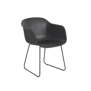 Silla de Comedor Muuto de Fibra con Reposabrazos y Base Negro