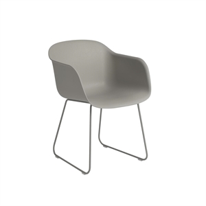 Silla de Comedor Muuto de Fibra con Reposabrazos y Base Gris