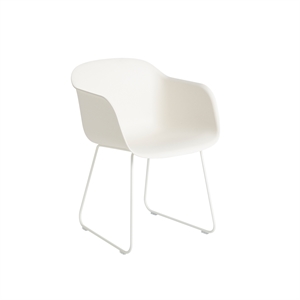 Silla de Comedor Muuto de Fibra con Reposabrazos y Base Blanco