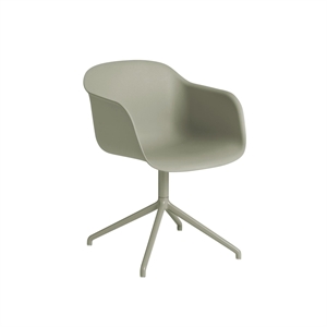 Silla de Comedor Muuto de Fibra con Reposabrazos y Base Giratoria Verde Polvoriento