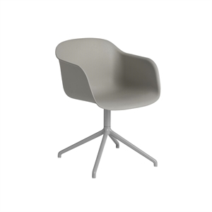 Silla de Comedor Muuto de Fibra con Reposabrazos y Base Giratoria Gris