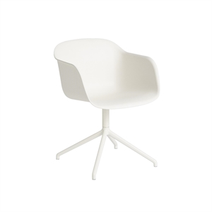 Silla de Comedor Muuto de Fibra con Reposabrazos y Base Giratoria Blanco