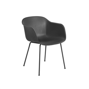 Silla de Comedor Muuto de Fibra con Reposabrazos y Base de Tubo Negro