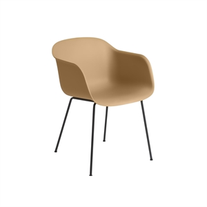 Silla de Comedor Muuto de Fibra con Reposabrazos y Base de Tubo Ocre/ Negro