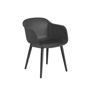 Silla de Comedor Muuto de Fibra con Reposabrazos y Base de Madera Negro