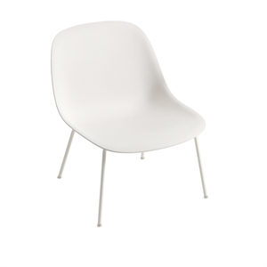 Sillón Muuto de Fibra con Base de Tubo Blanco Natural/ Blanco