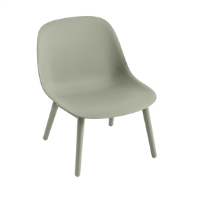 Sillón Muuto de Fibra con Base de Madera Verde Polvoriento