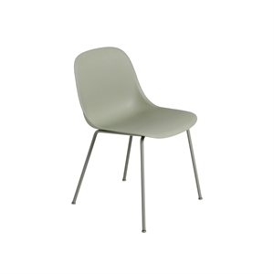 Silla de Comedor de Fibra Muuto con Base de Tubo Verde Polvoriento