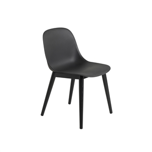 Silla de Comedor Muuto de Fibra con Base de Madera Negro