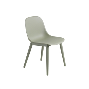 Silla de Comedor Muuto de Fibra con Base de Madera Verde Polvoriento