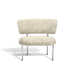 Møbel Copenhagen Sillón Font Piel de Oveja Oyster/Estructura de Acero Pulido