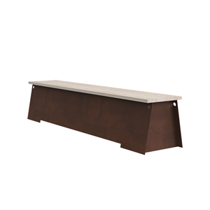 Banco Frama 64 de acero corten/travertino